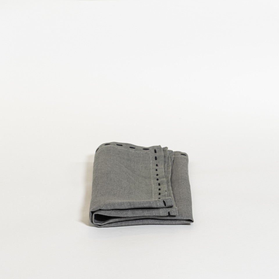 The Table Weave Servet Set van 2 Earl Grey And Black