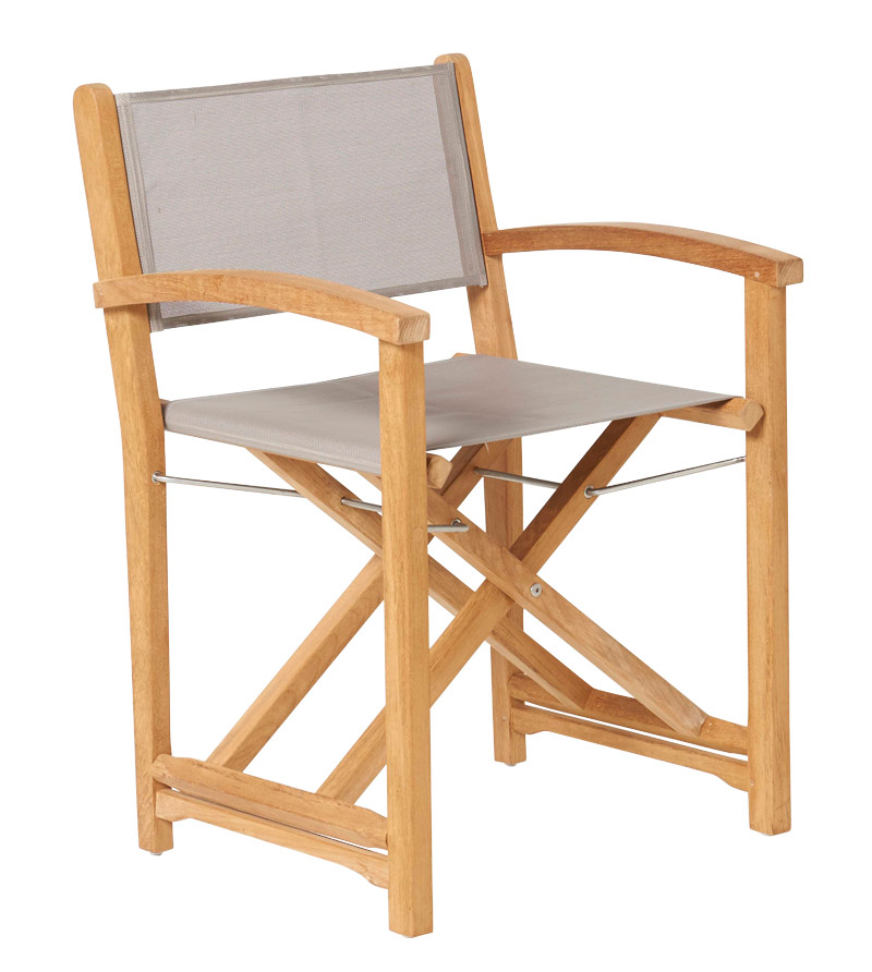 Traditional Teak Kate Director chair Taupe
