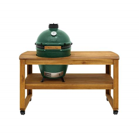Big Green Egg Large + Table Nest + Eucalyptus Table + wielen + Cover
