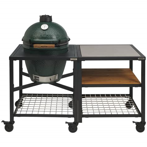 Big Green Egg Medium + Frame + Expansion Frame SS-Wood-Grid + Wielen