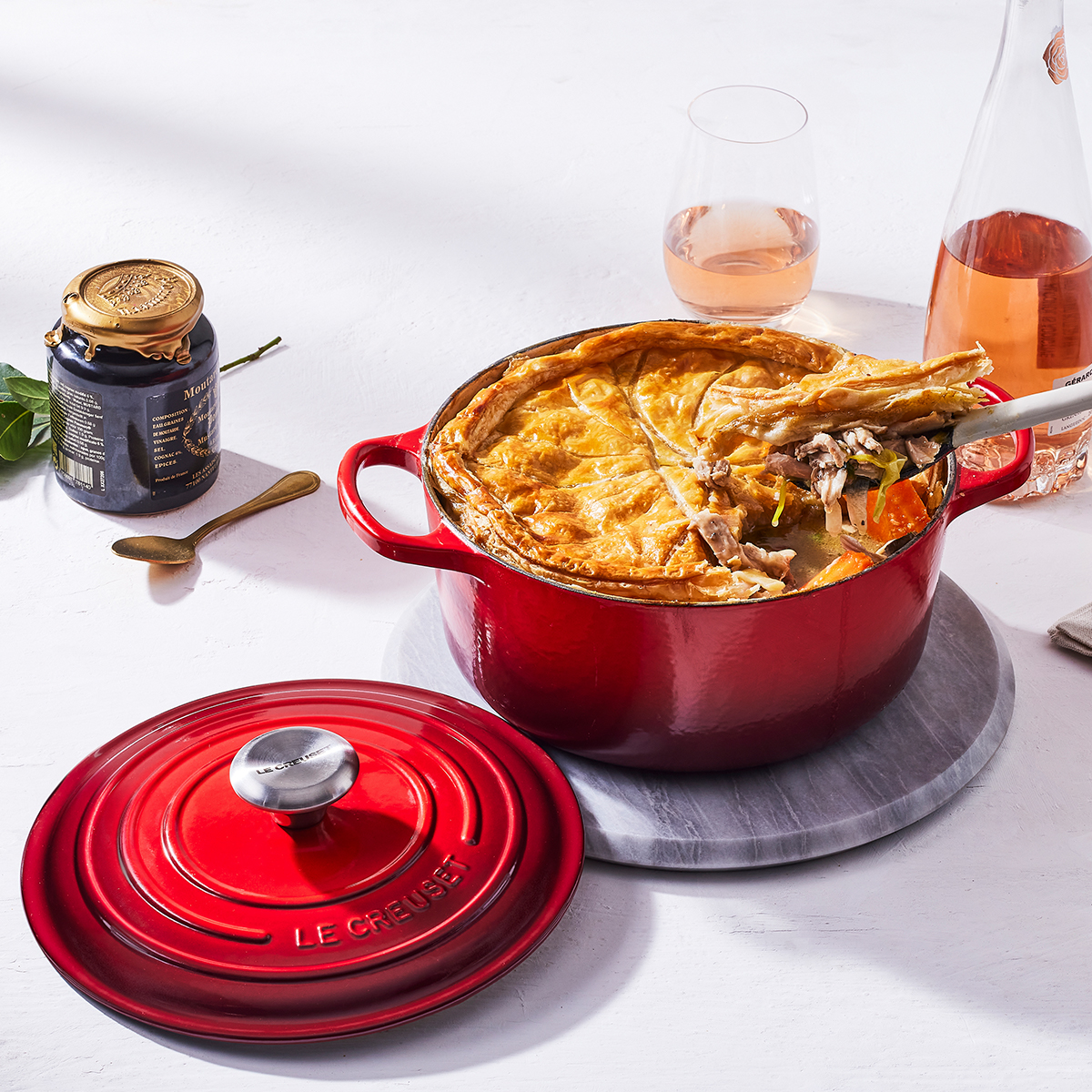 Le creuset Braad- / Stoofpan Signature rond Kersenrood 34cm 12l