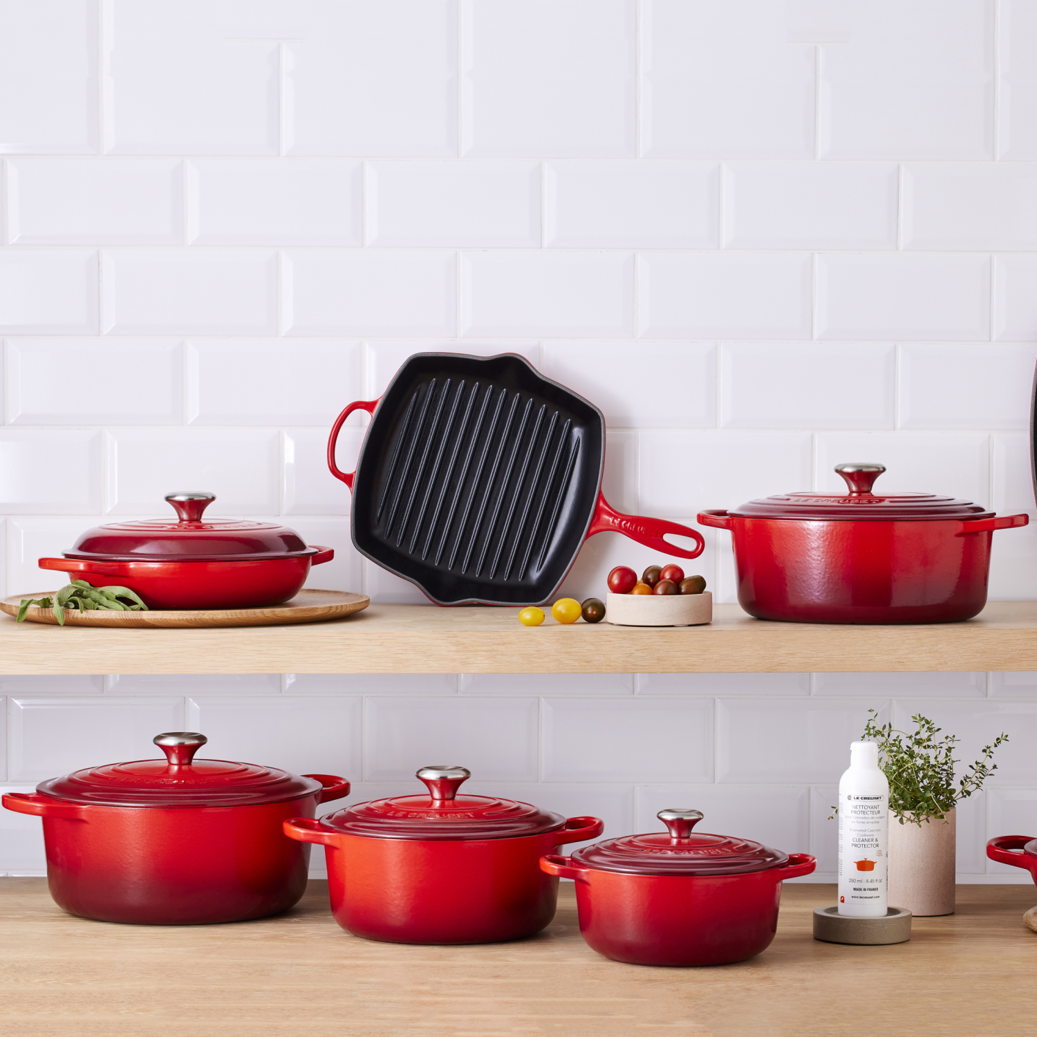 Le creuset Braad- / Stoofpan Signature rond Kersenrood 34cm 12l