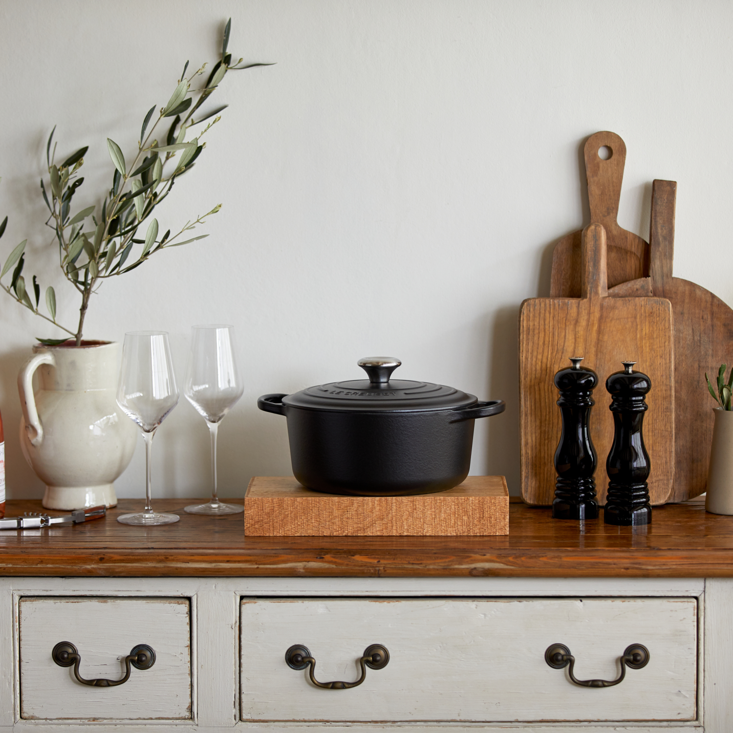 Le Creuset Braad- / Stoofpan Signature rond Mat Zwart 34cm 12l