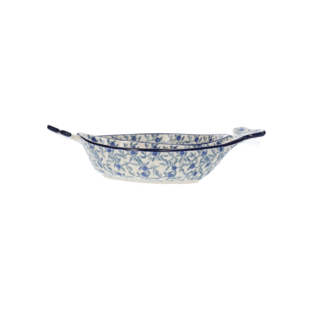 Bunzlau Bowl Fish Shaped Blue Olive