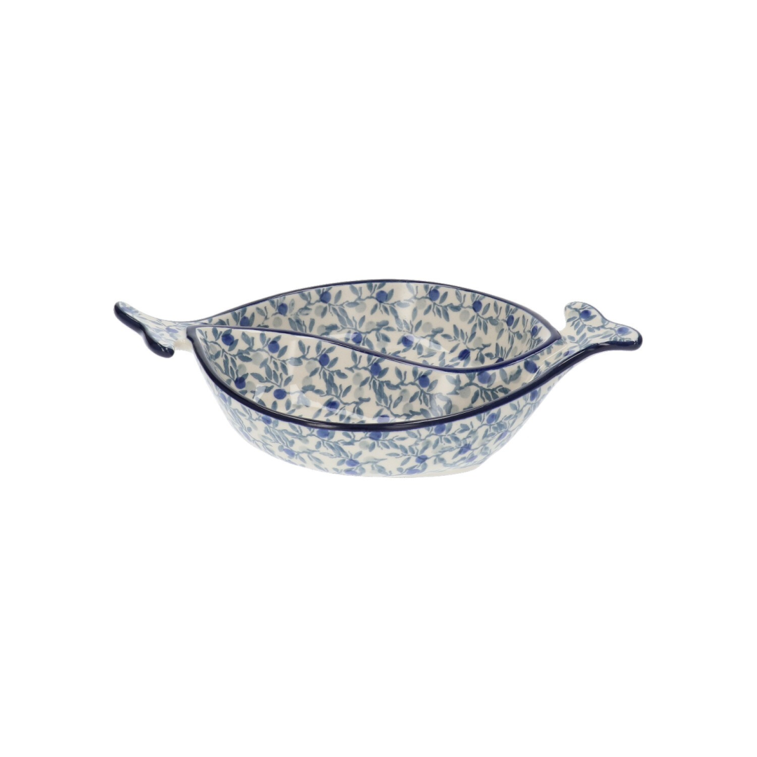 Bunzlau Bowl Fish Shaped Blue Olive