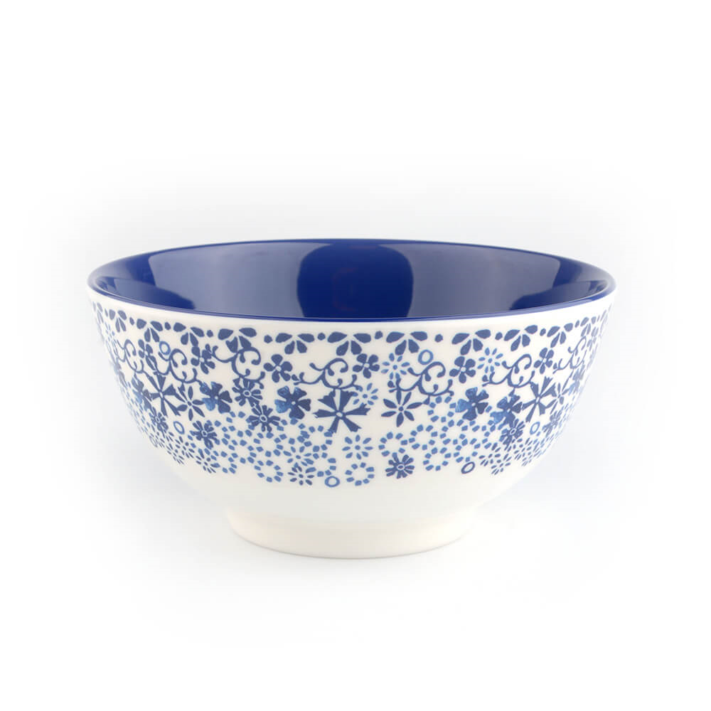 Bunzlau Bowl  Melamine 15 cm Indigo Lace