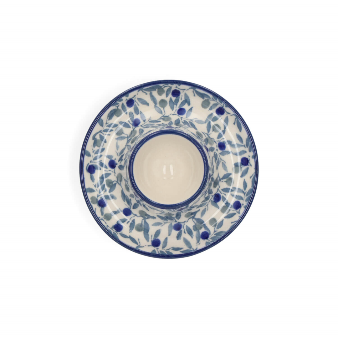 Bunzlau Eierdop plat 9cm Blue Olive