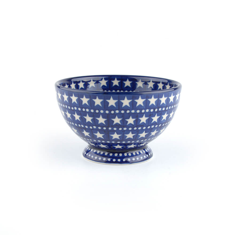 Bunzlau Schaal op voet 14,5cm Blue Stars