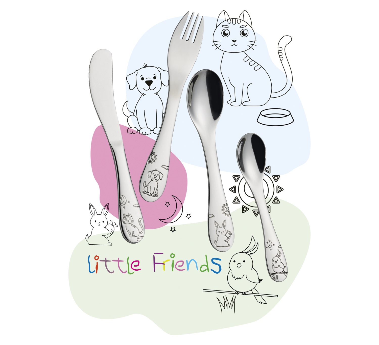 CILIO Kinderbestek LITTLE FRIENDS 4-delig