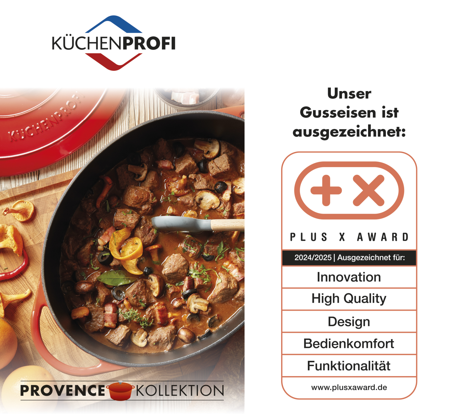 KÜCHENPROFI Koekenpan hoog, 28 cm rood