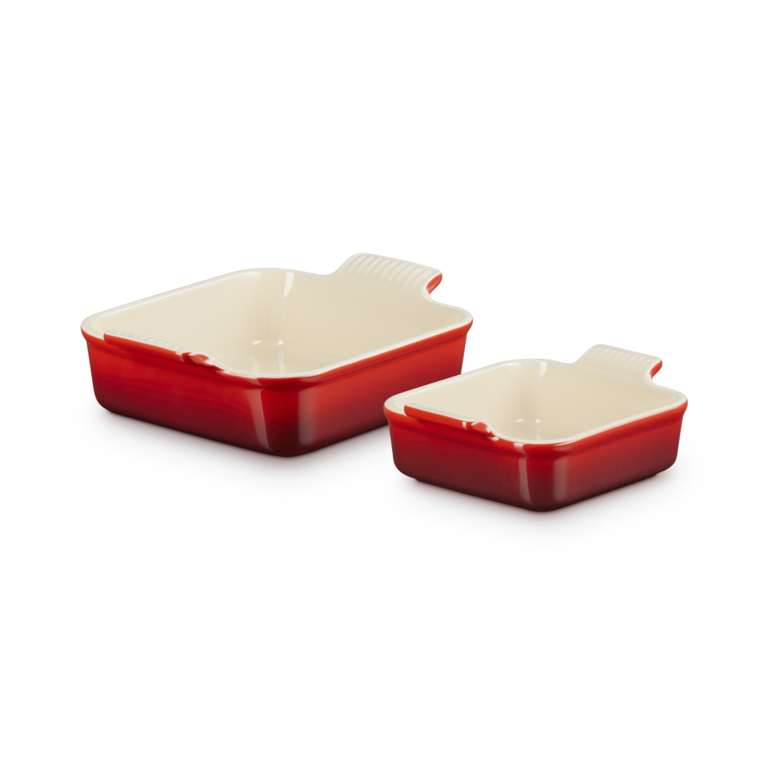 Le Creuset Aardewerk Ovenschlen set vierkant 13/20 cm