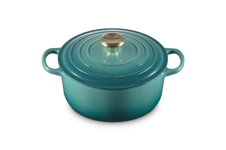 Le Creuset Bleu Riviera Braad- / Stoofpan Signature rond 24cm 4,2l