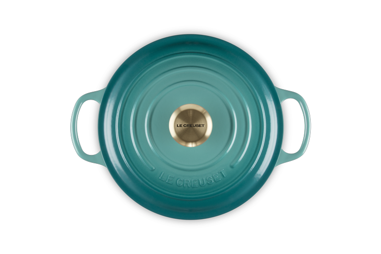 Le Creuset Bleu Riviera Braad- / Stoofpan Signature rond 24cm 4,2l