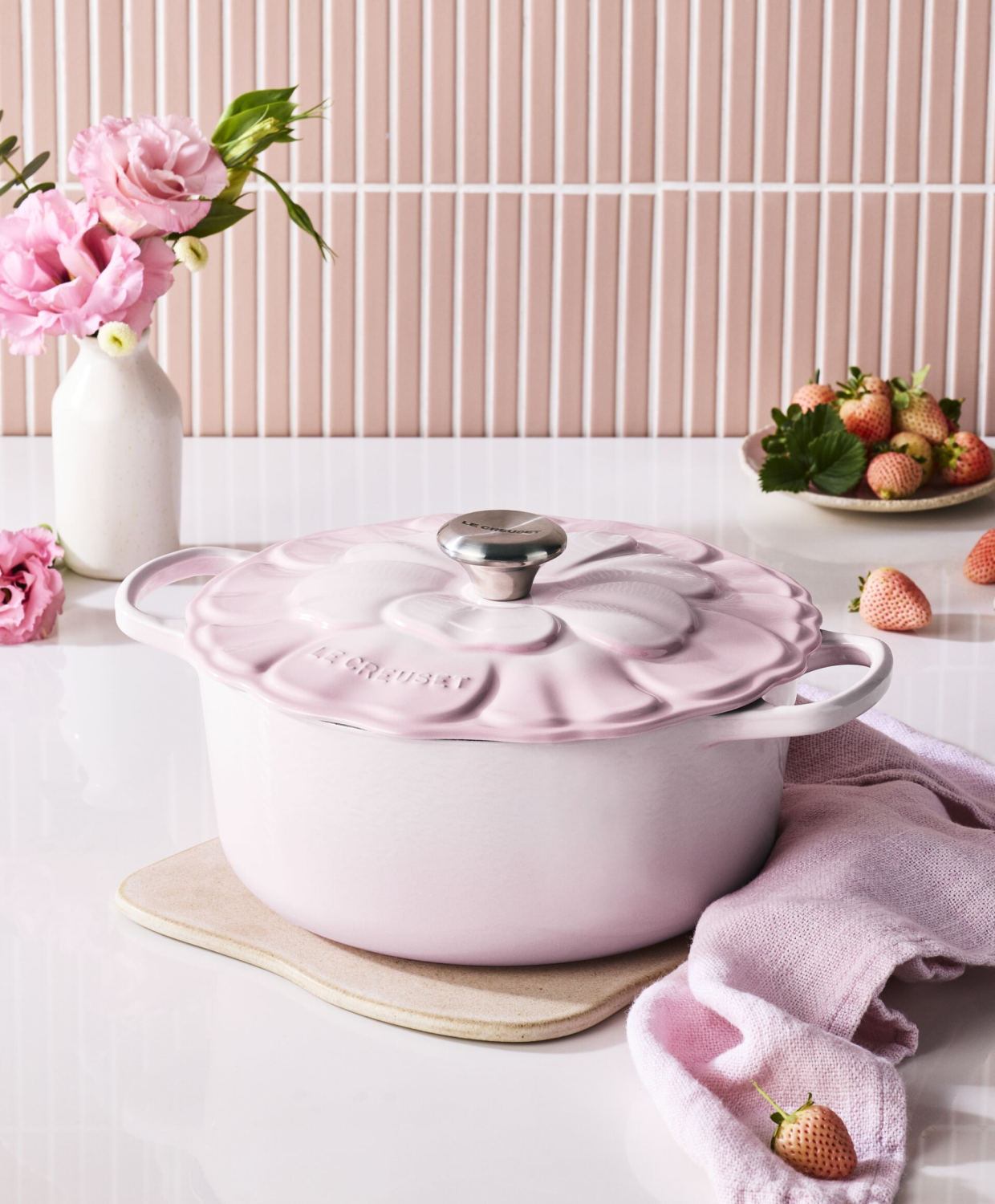Le Creuset Braad- / Stoofpan Signature Bloesem 26cm 5,3L