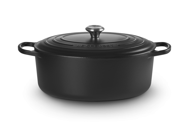 Le Creuset Braad- / Stoofpan Signature ovaal 35cm 8,9l - Mat Zwart
