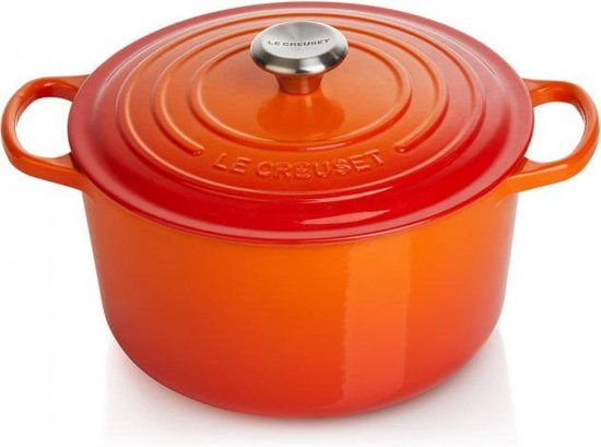 Le Creuset Hoge Braad-/Stoofpan Signature Oranjerood 24cm