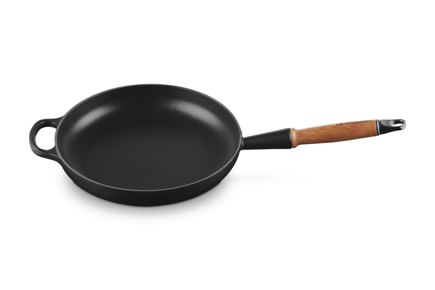 Le Creuset Koekenpan Gietijzer houten handvat Mat Zwart 26cm 2,0l