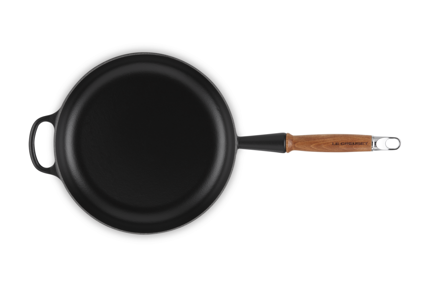 Le Creuset Koekenpan Gietijzer houten handvat Mat Zwart 26cm 2,0l