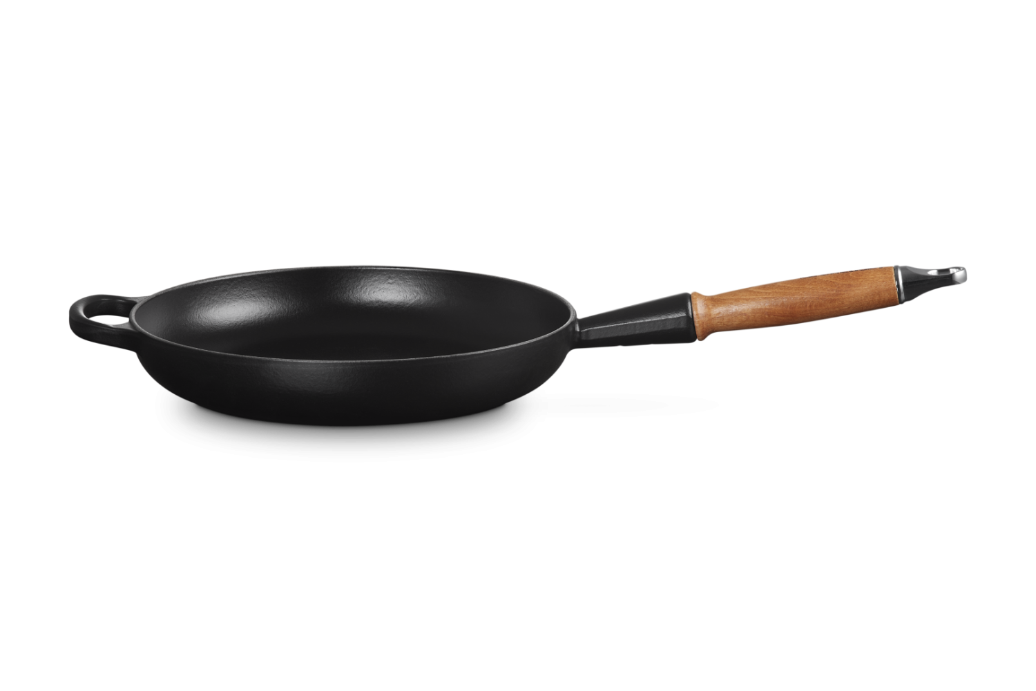 Le Creuset Koekenpan Gietijzer houten handvat Mat Zwart 26cm 2,0l