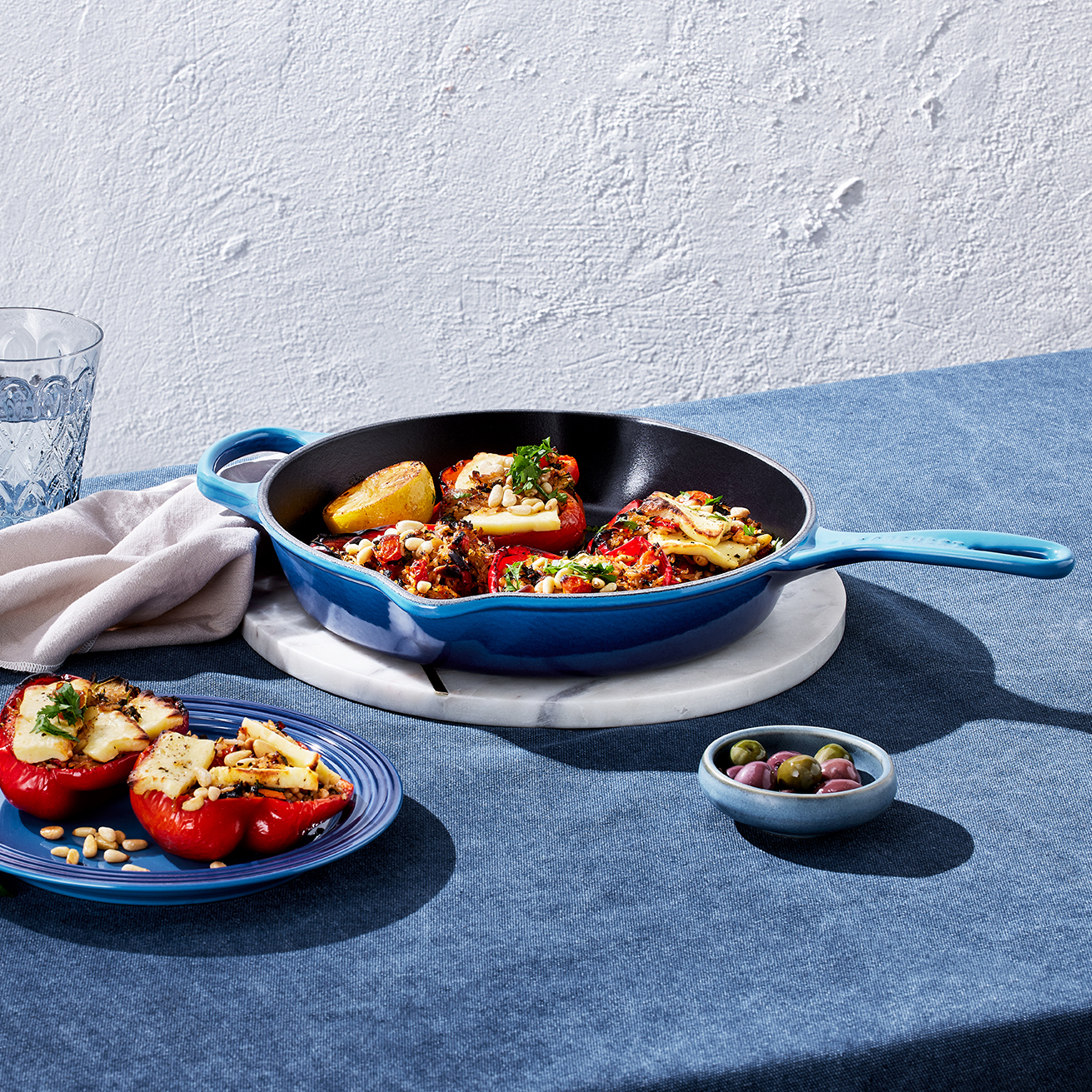 Le Creuset Koekenpan Skillet Signature rond Azure30cm