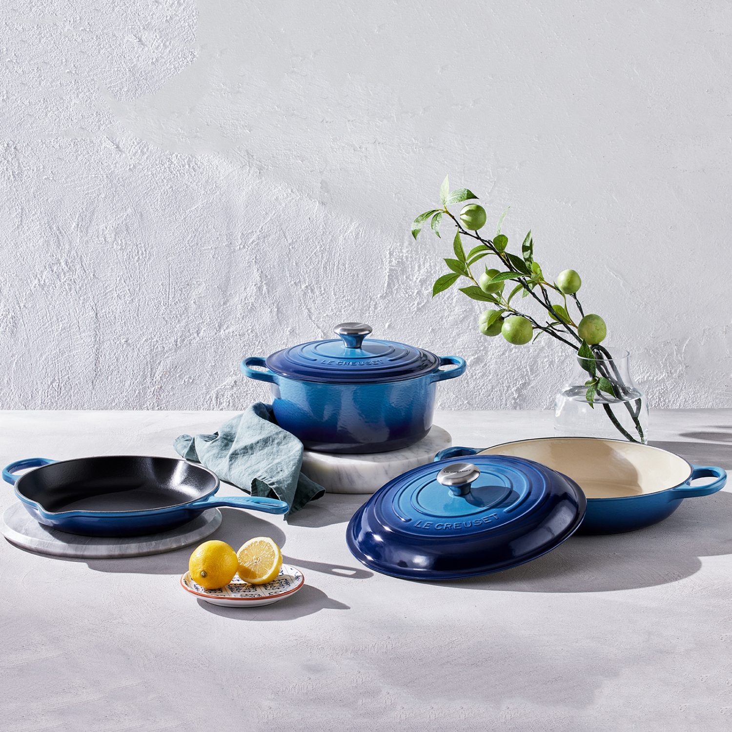 Le Creuset Koekenpan Skillet Signature rond Azure30cm