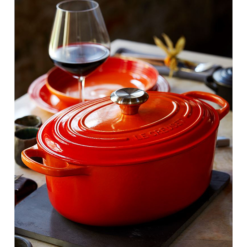 Le Creuset Signature Braad/stoofpan 27cm ovaal kersenroo