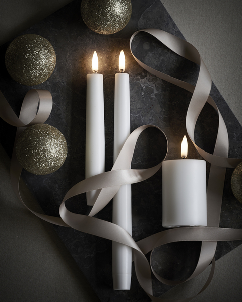 Led tafelkaars2.3x25cm Nordic white S/2