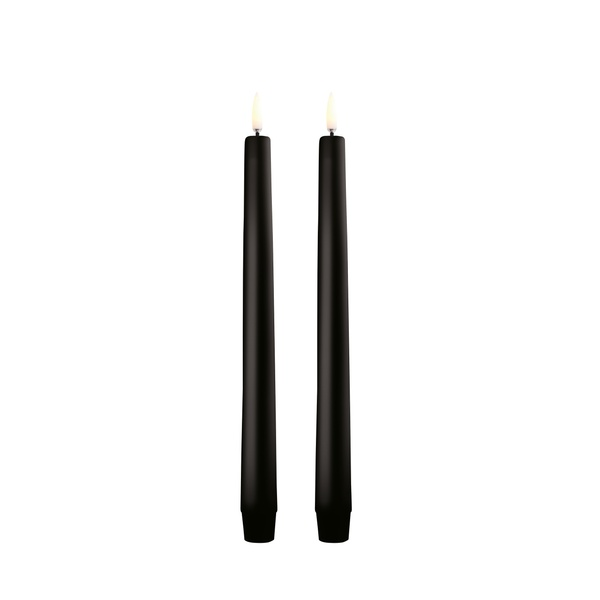 Led tafelkaars2.3x25cm Plain black  S/2