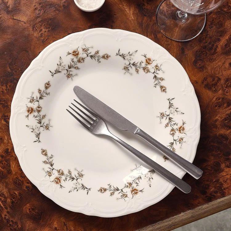 BonBistro Retro Plat Bord 21 cm Brown Flower