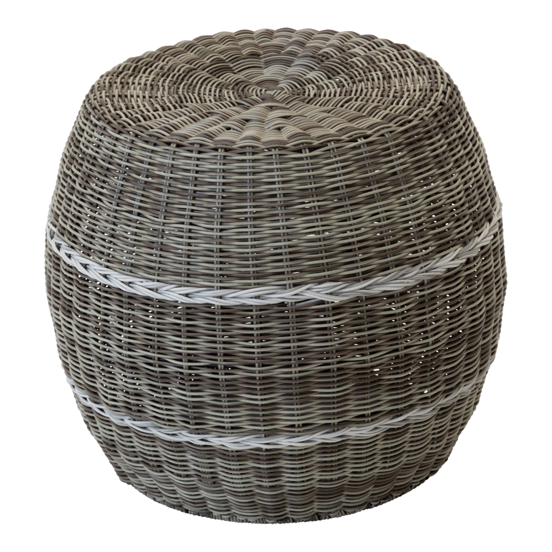 Poef Laos wicker beige ø46x40cm