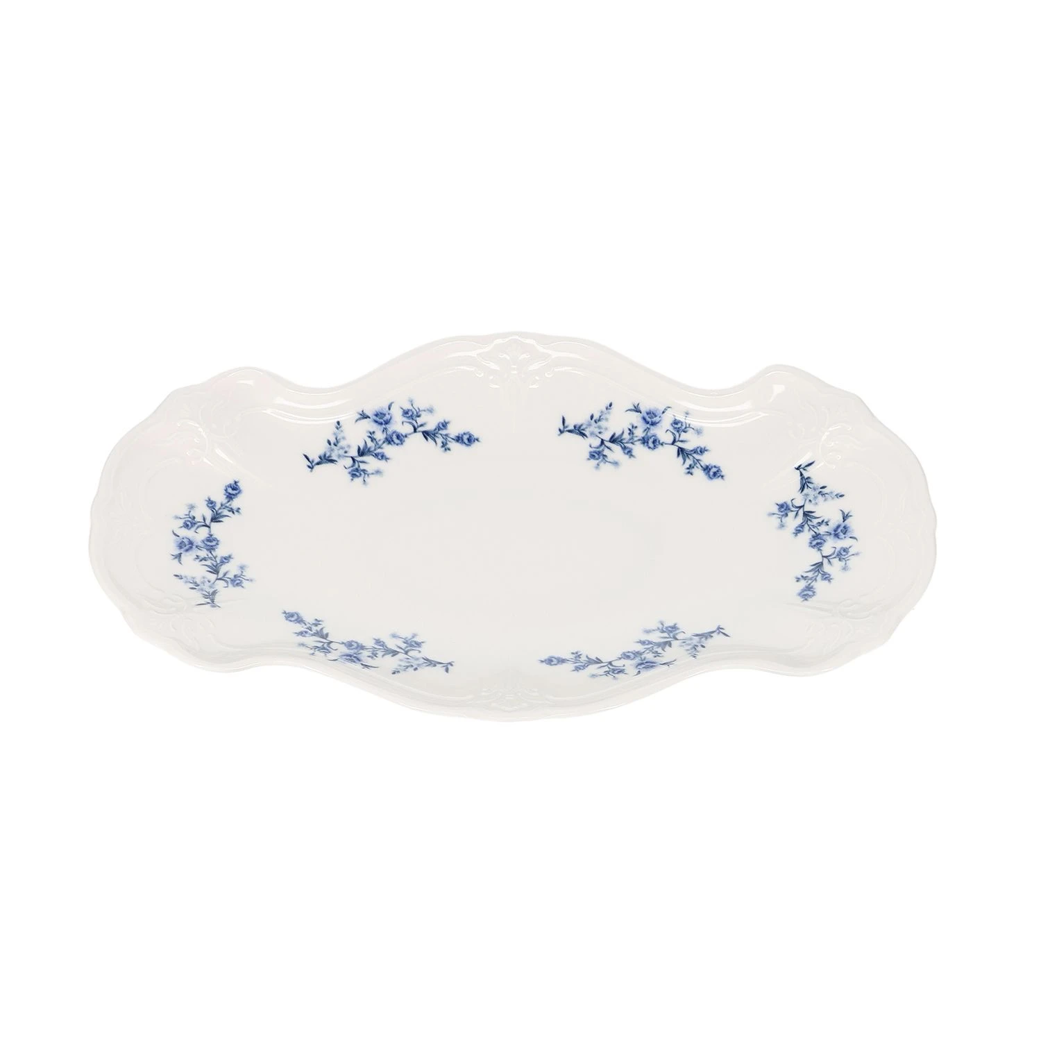 BonBistro Retro Serveerschaal 39x25 cm Blue Flower