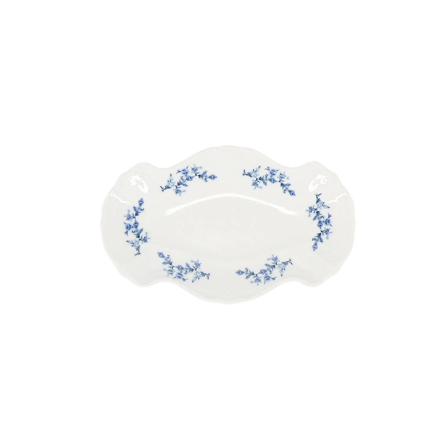 BonBistro Retro Serveerschaal 26x16 cm Blue Flower