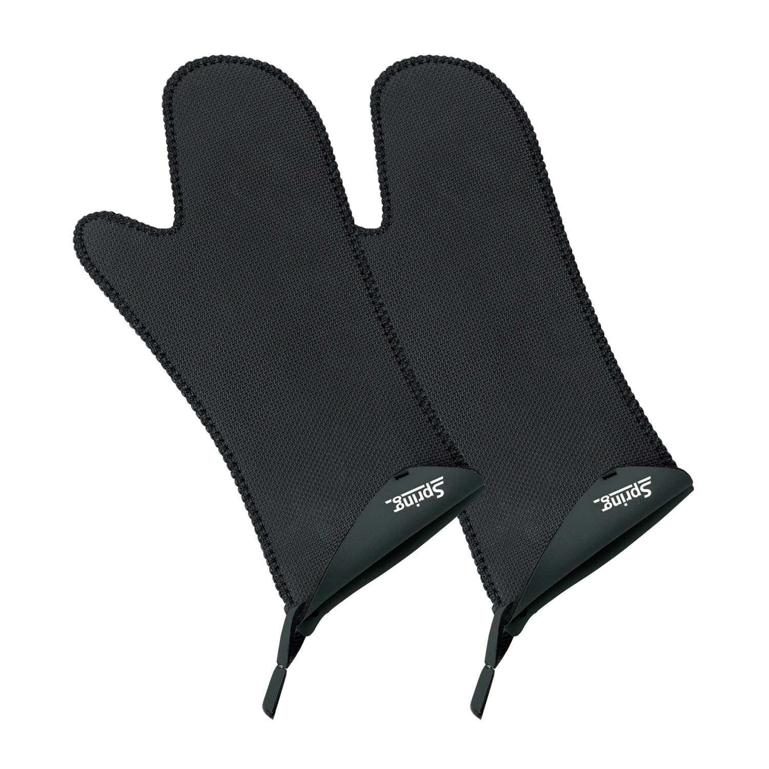SPRING Ovenhandschoen, lang, zwart, 2 stuks