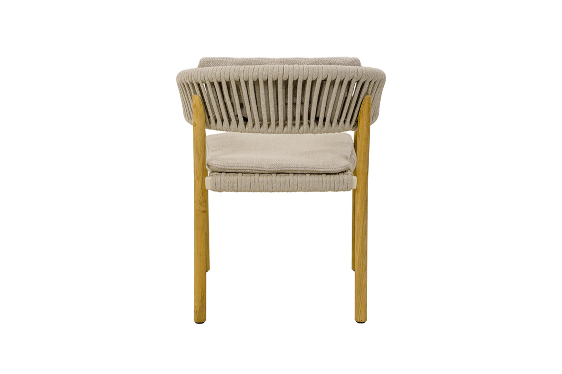 Traditional Teak Diningstoel Rope Linnen
