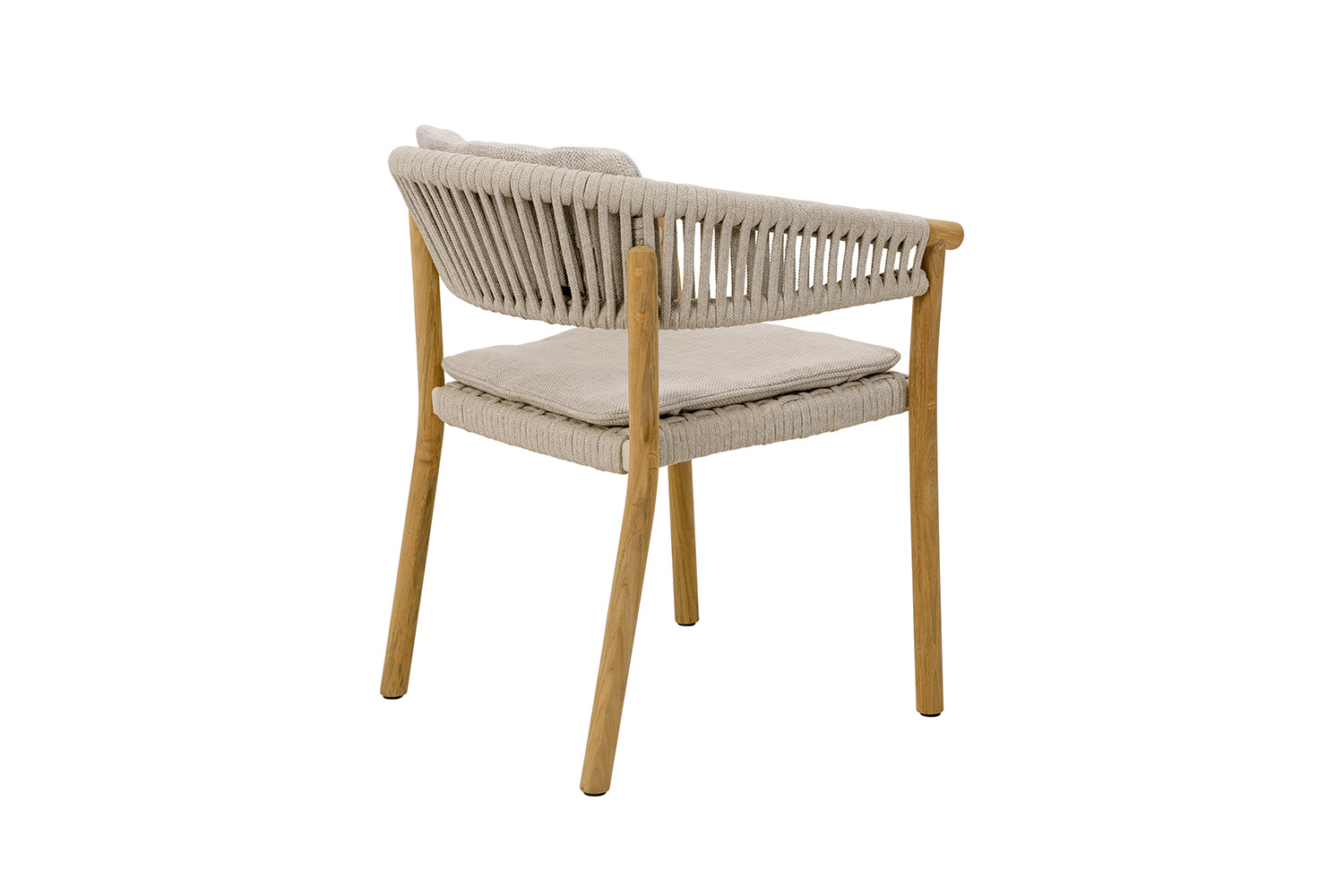 Traditional Teak Diningstoel Rope Linnen