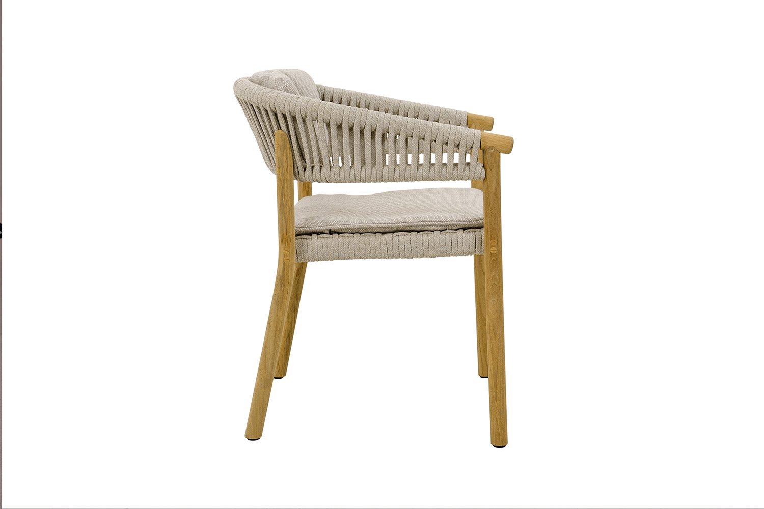 Traditional Teak Diningstoel Rope Linnen