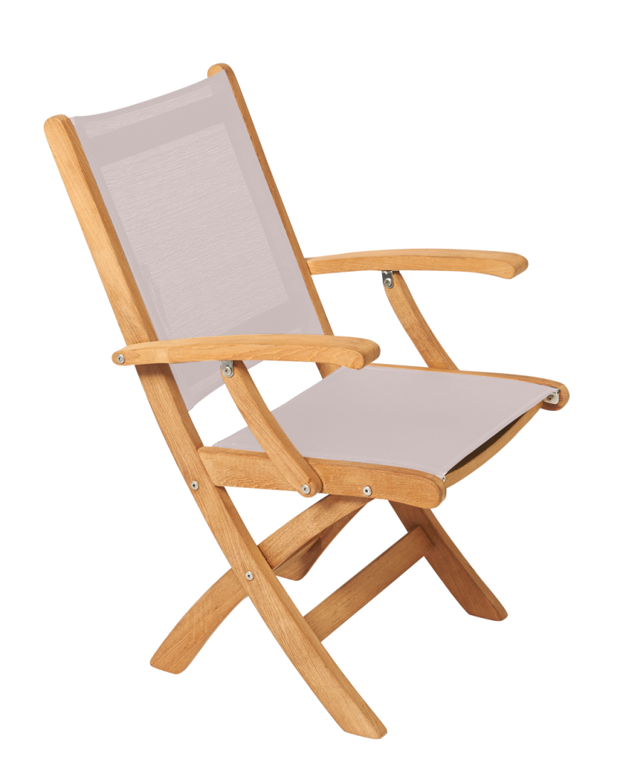 Traditional Teak Kate Folding arm chair Taupe