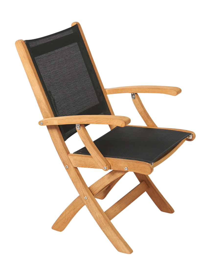 Traditional Teak Kate Folding arm chair Zwart