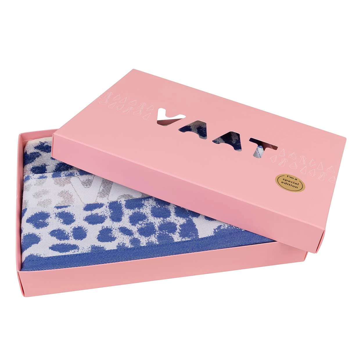 VAAT Gift set Thee/handdoek - Leopard - koningsblauw/grijs/zilver