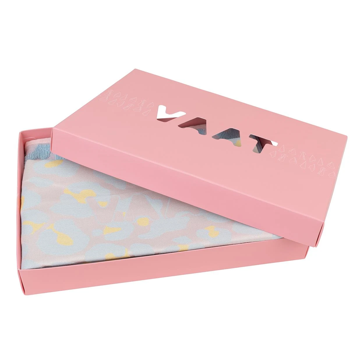 VAAT Gift set Thee/handdoek - Leopard - pastelblauw/lichtgeel