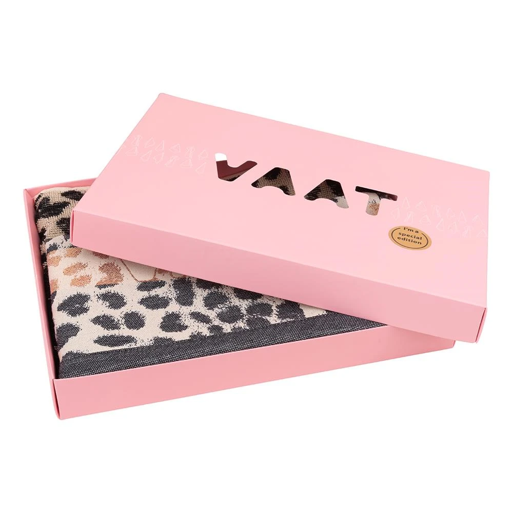 VAAT Gift set Thee/handdoek - Leopard - zwart/zand/goud